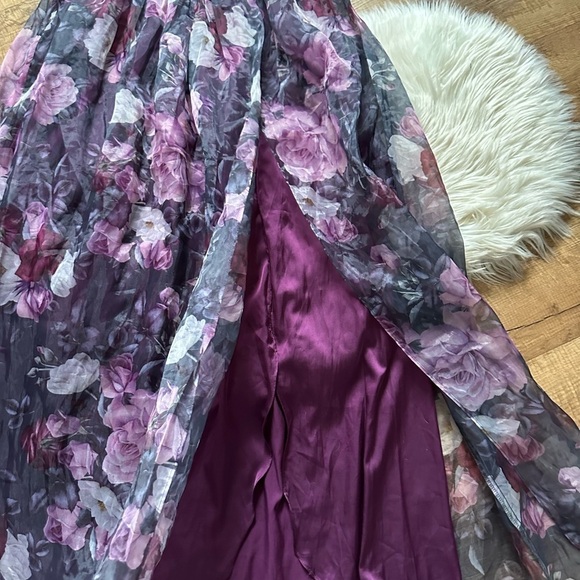 LULU’S Wonderful Waltz Purple Floral Print Strapless Bustier Maxi Dress - Picture 6 of 8